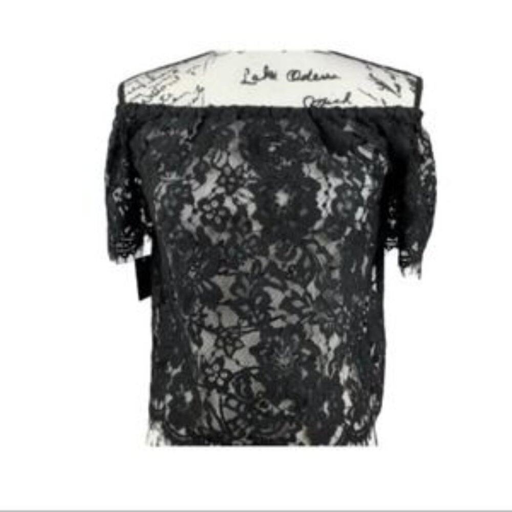 BEBE Black Lace Flower Top Size XS